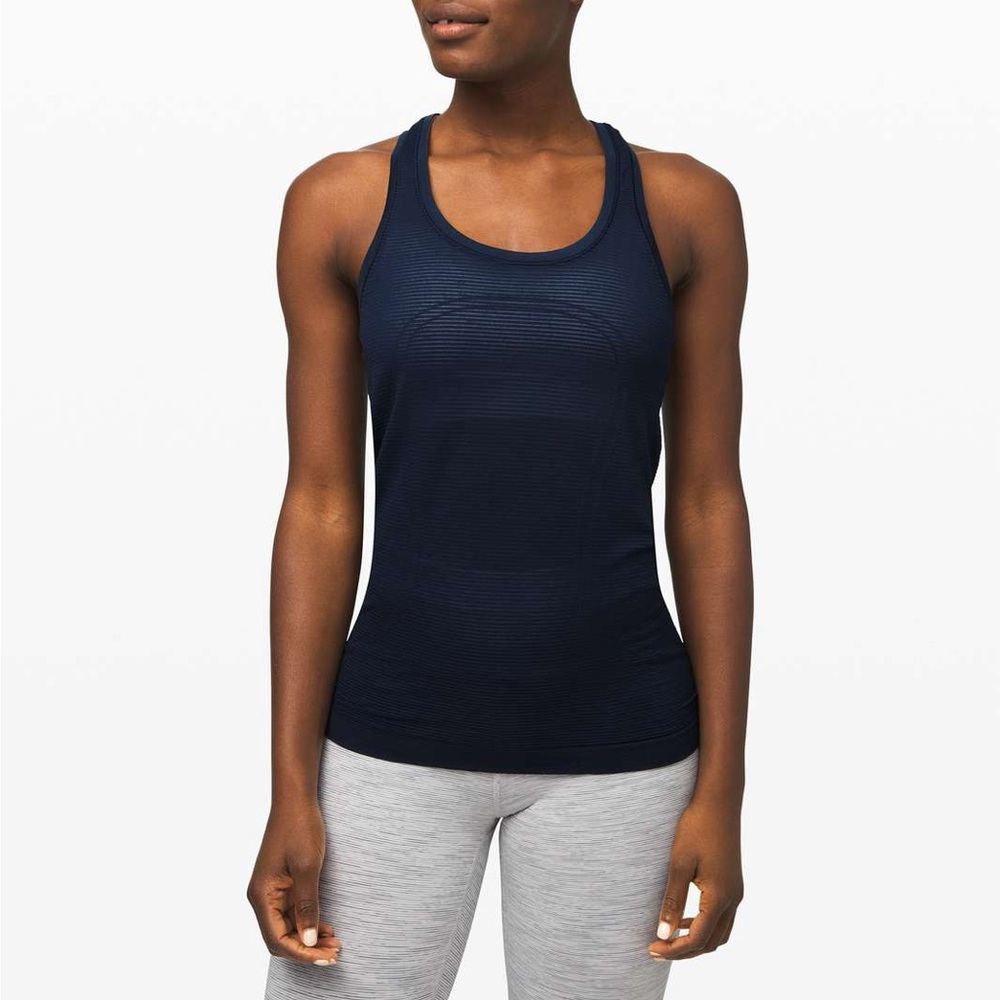 Lululemon Swiftly Speed Racerback Sheer Stripe‎ in True Navy